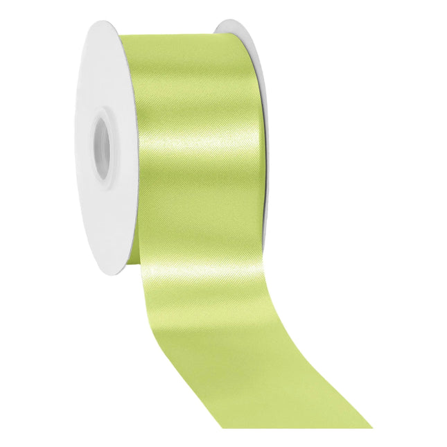 Wide leaf green satin floral ribbon 2 3/4 inch, silky decorative ribbon for garden wreath crafts