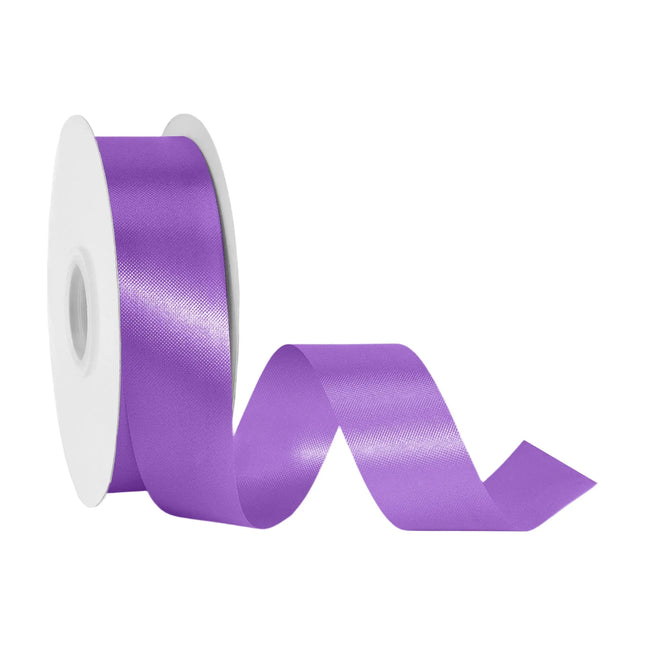 1 7/16 inch purple floral satin ribbon spool, glossy solid purple satin for flower bouquets and gift wrapping bows