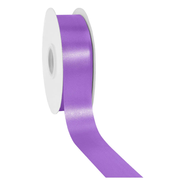 Medium width 1 7/16" shiny purple satin floral ribbon, silky smooth fabric for wedding crafts 