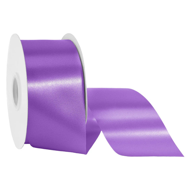 2 3/4 inch purple floral satin ribbon spool, glossy vibrant purple ribbon for gift wrapping