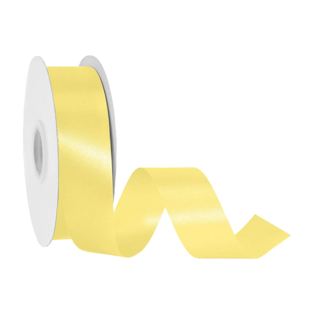 1 7/16 inch yellow floral satin ribbon spool, glossy bright yellow satin for flower bouquets and gift wrapping bows