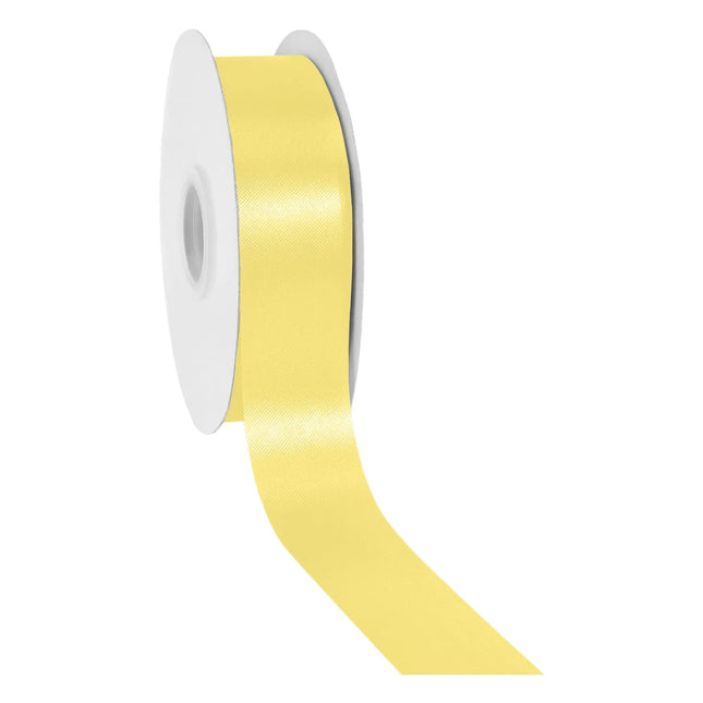 Medium width 1 7/16" solid yellow satin floral ribbon, silky smooth reflective fabric for spring crafts and wreath decor