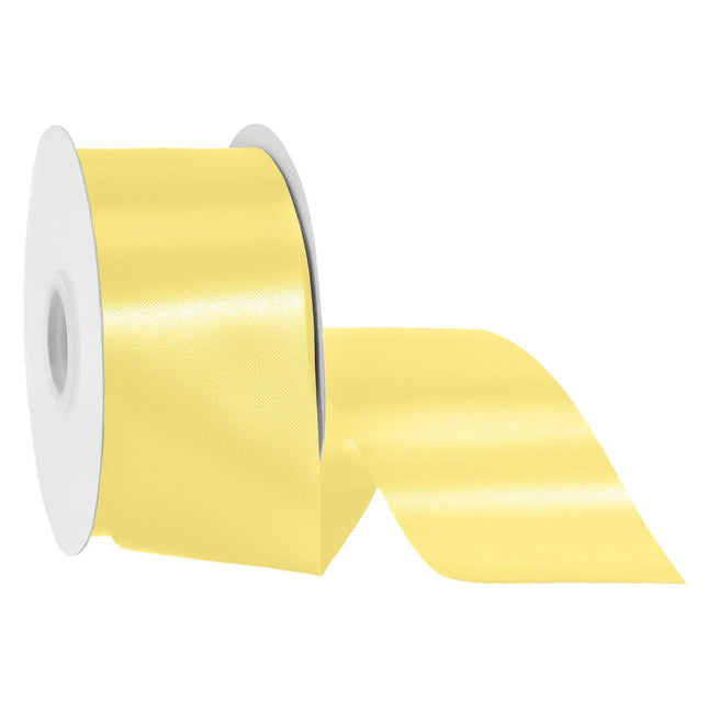 2 3/4 inch yellow floral satin ribbon spool, glossy bright yellow ribbon for spring gift wrapping
