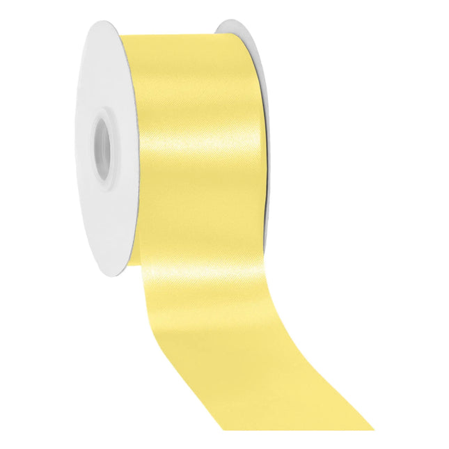 Wide shiny yellow satin floral ribbon 2 3/4 inch width, silky decorative ribbon for Easter wreath crafts