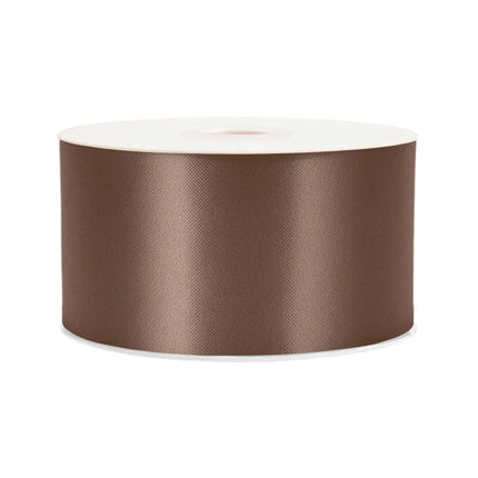 2 3/4" Floral Satin Ribbon | Brown | 100 Yard Roll