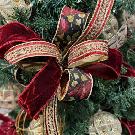 2 1/2" Wired Premium Velvet Ribbon w/ Tissue Back | Burgundy| 10 Yard Roll LaRibbons and Crafts