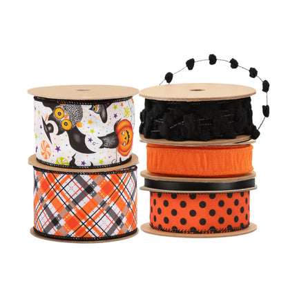 Halloween Ribbon Set A – 6 Rolls Craft DIY Bundle