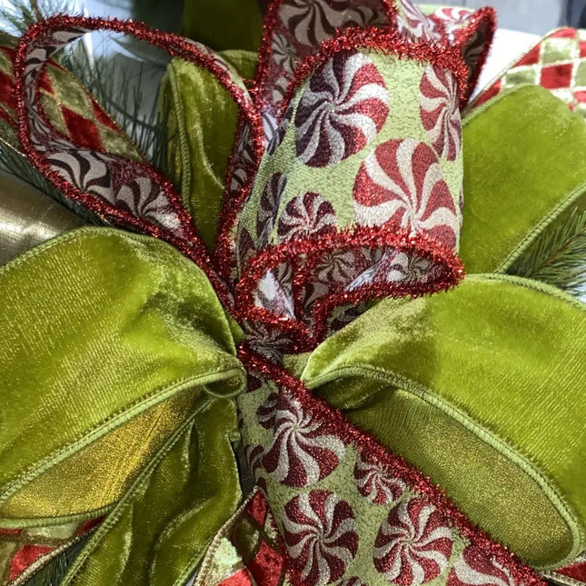 2 1/2" Wired Premium Velvet Ribbon w/ Tissue Back | Apple Green | 10 Yard Roll LaRibbons and Crafts