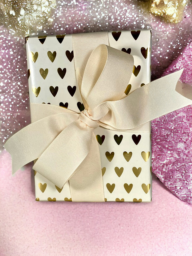 17" x 33' Mini Wrapping Paper | Blush Gold Metallic Heart