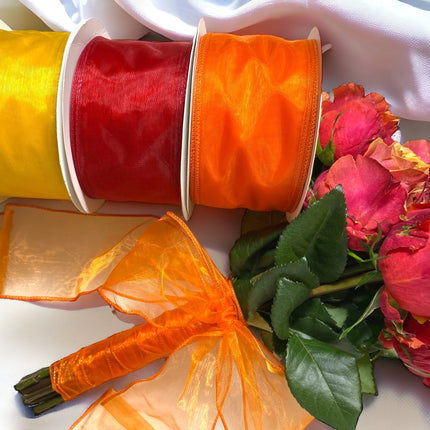 2 1/2" Wired Sheer Ribbon | Yellow | 50 Yard Roll LaRibbons and Crafts