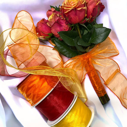 2 1/2" Wired Sheer Ribbon | Orange | 50 Yard Roll LaRibbons and Crafts