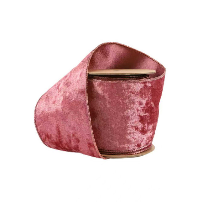 4" Reversible Frosted Velvet Wired Ribbon | Rose/Rose | 10 Yard Roll LaRibbons and Crafts