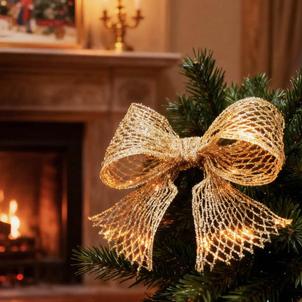 6" Wired Ribbon | Gold Stretch Tinsel Netting | 10 Yard Roll LaRibbons and Crafts