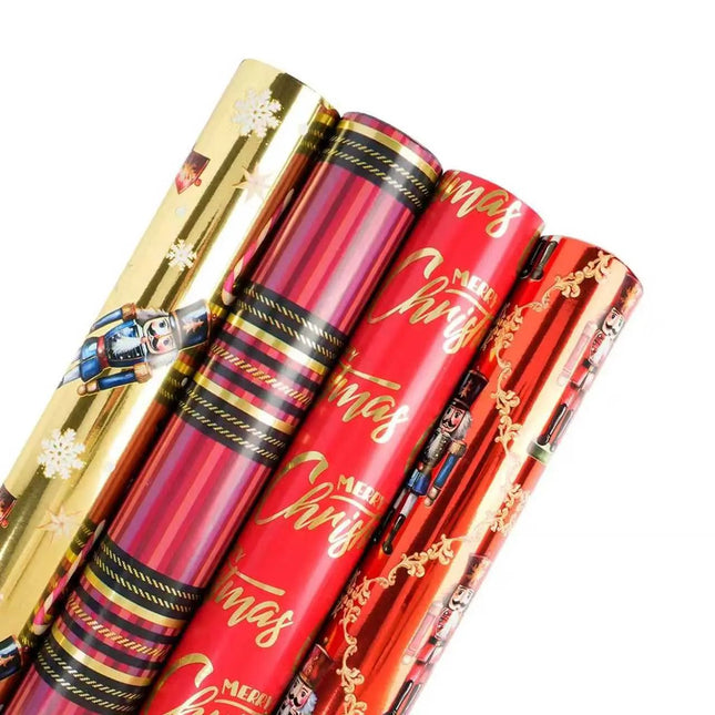 30" x 10' Wrapping Paper Bundle (4-pack) | Ruby Nutcracker LaRibbons Wholesale