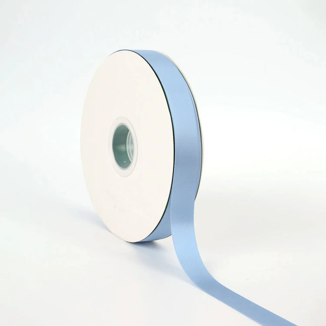 French blue double face satin ribbon roll — great for bridal party favors, boutique styling, and delicate craft designs.