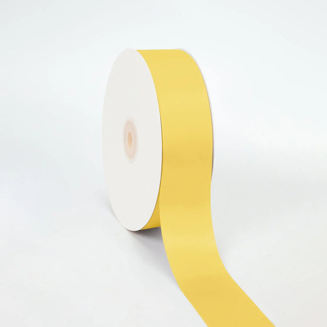 Double Face Satin Ribbon in Lemon, smooth solid yellow satin ribbon roll for gift wrapping and crafting
