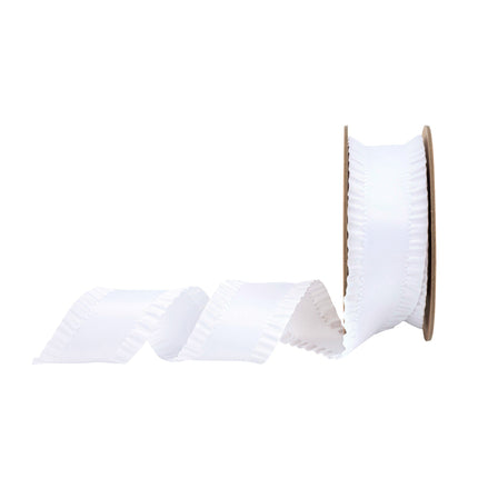 1 1/2" Ruffle Ribbon | White | 10 Yard Roll LaRibbons Wholesale