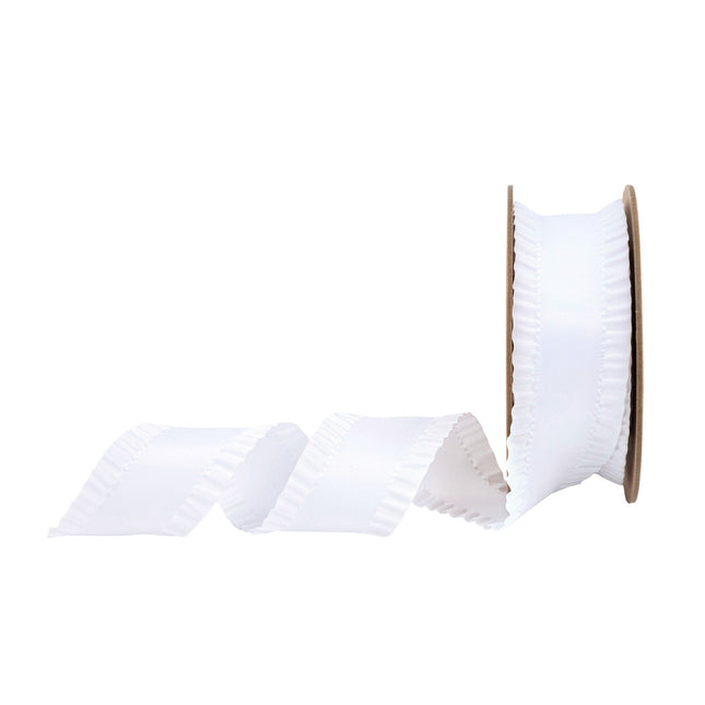 1 1/2" Ruffle Ribbon | White | 10 Yard Roll LaRibbons Wholesale