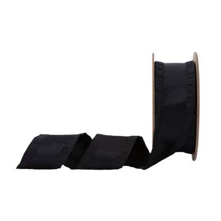 1 1/2" Ruffle Ribbon | Black | 10 Yard Roll LaRibbons Wholesale