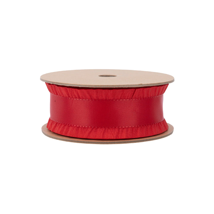 1 1/2" Ruffle Ribbon | Red | 10 Yard Roll LaRibbons Wholesale