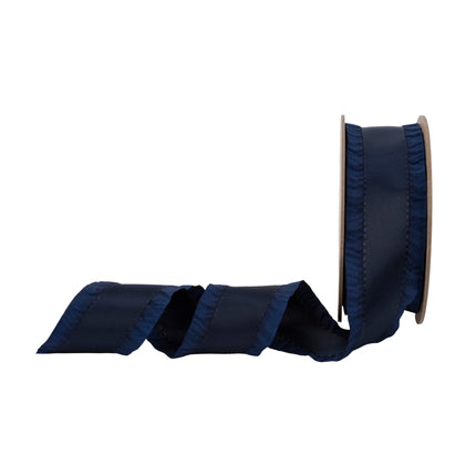 1 1/2" Ruffle Ribbon | Navy | 10 Yard Roll LaRibbons Wholesale