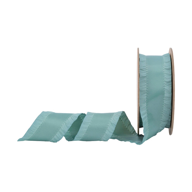 1 1/2" Ruffle Ribbon | Celadon | 10 Yard Roll LaRibbons Wholesale