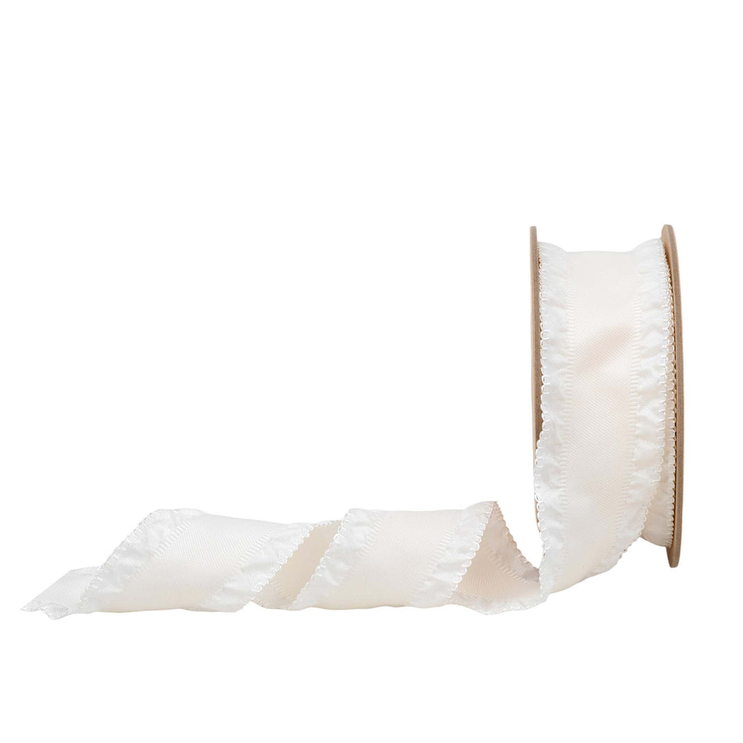 1 1/2" Ruffle Ribbon | Ivory | 20 Yard Roll