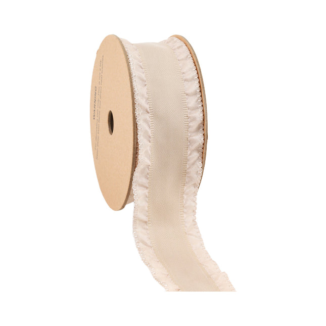 1 1/2" Ruffle Ribbon | Dark Cream | 20 Yard Roll LaRibbons and Crafts