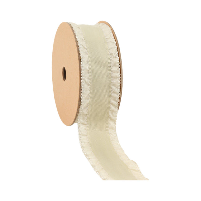 1 1/2" Ruffle Ribbon | Cream | 20 Yard Roll LaRibbons and Crafts