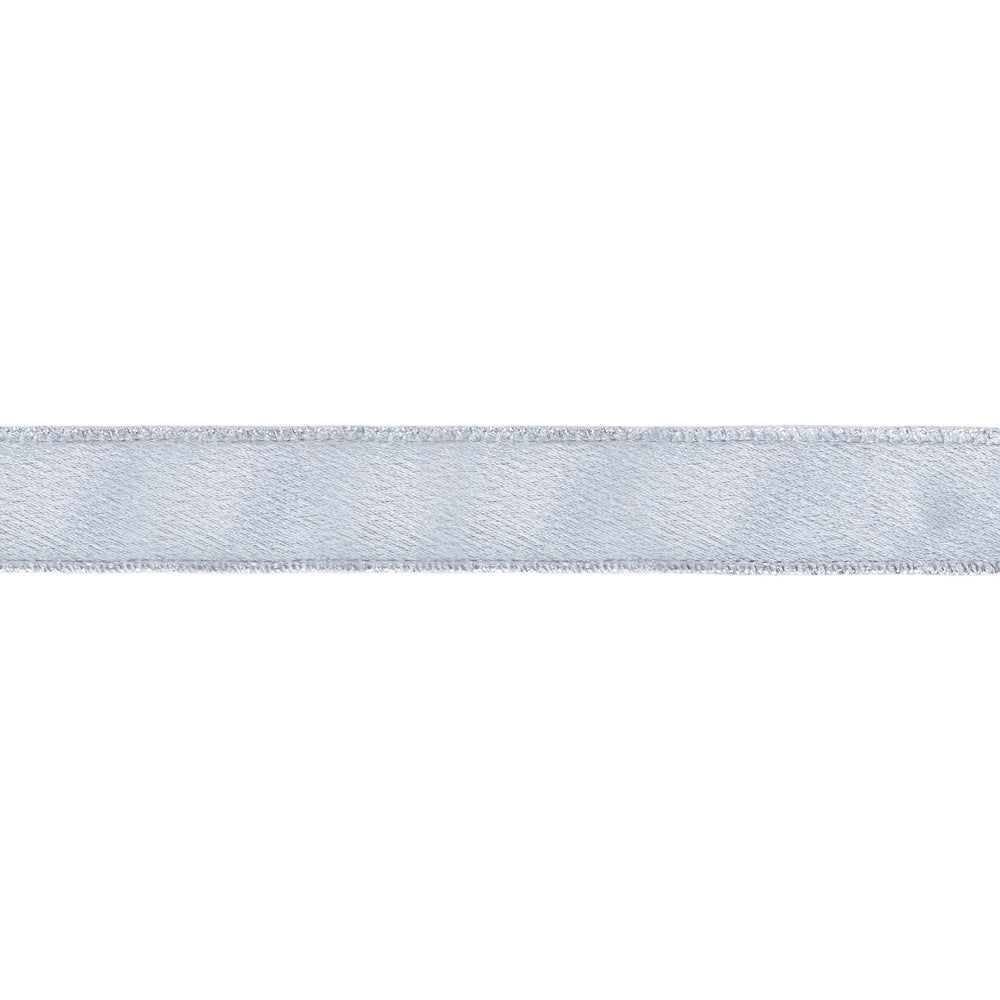 1" Wired Shimmer Satin Ribbon | Silver with Silver Backing | 10 Yard Roll LA Ribbons Wholesale