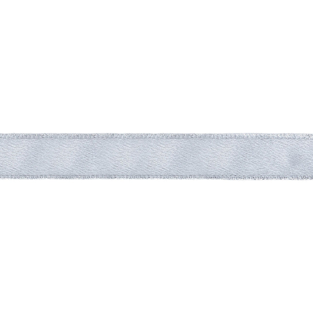 1" Wired Shimmer Satin Ribbon | Silver with Silver Backing | 10 Yard Roll LA Ribbons Wholesale