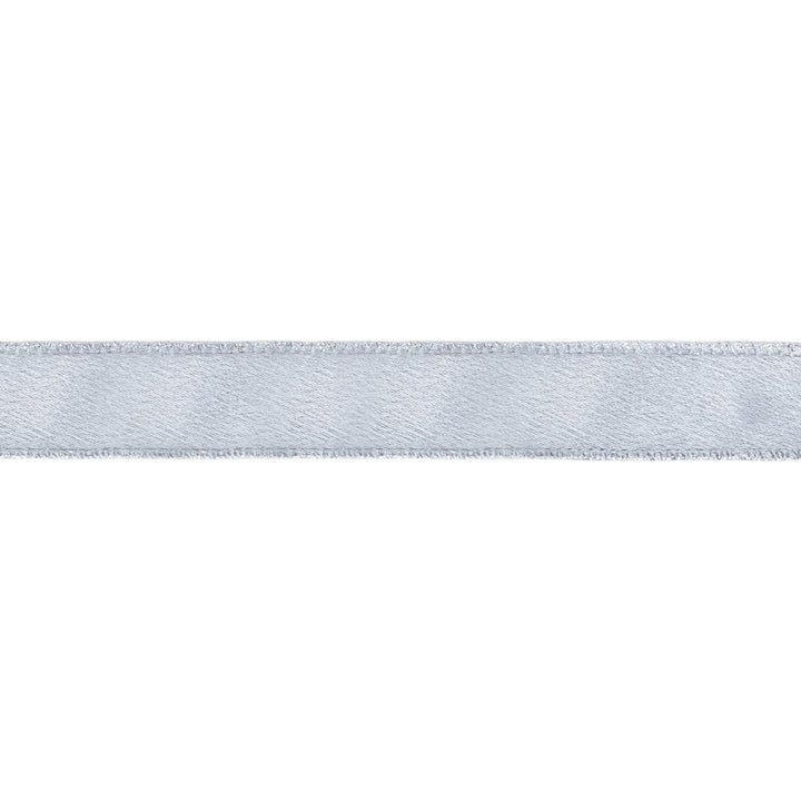 1" Wired Shimmer Satin Ribbon | Silver with Silver Backing | 10 Yard Roll LA Ribbons Wholesale