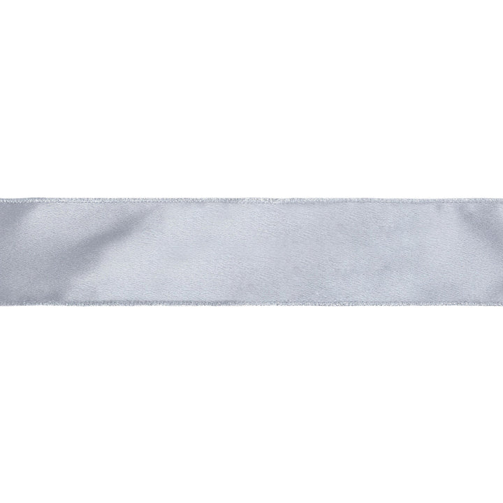 2 1/2" Wired Shimmer Satin Ribbon | Silver with Silver Backing | 10 Yard Roll LA Ribbons Wholesale