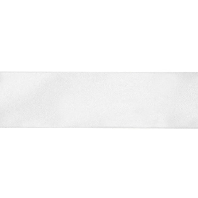 4" Wired Shimmer Satin Ribbon | White with White Backing | 10 Yard Roll LA Ribbons Wholesale