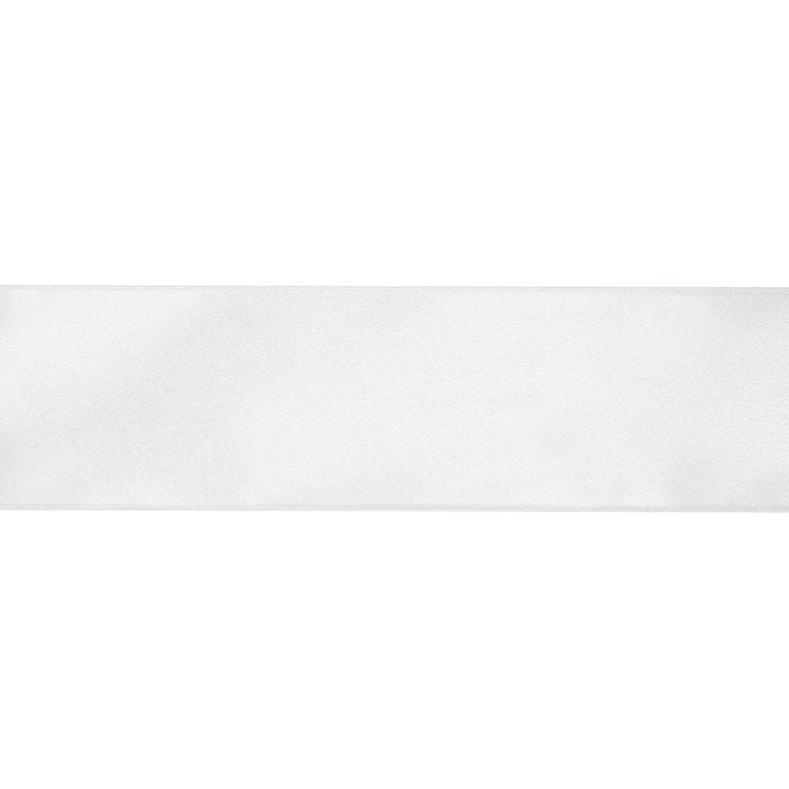 4" Wired Shimmer Satin Ribbon | White with White Backing | 10 Yard Roll