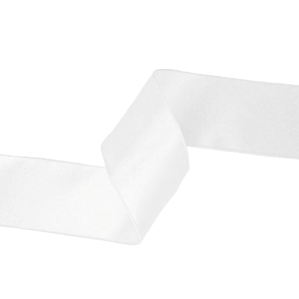 4" Wired Shimmer Satin Ribbon | White with White Backing | 10 Yard Roll LA Ribbons Wholesale