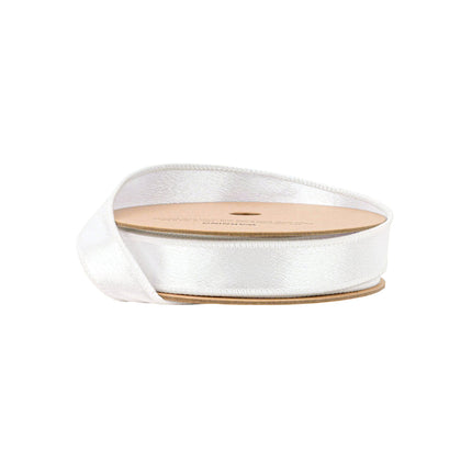1" Wired Shimmer Satin Ribbon | White with White Backing | 10 Yard Roll LA Ribbons Wholesale