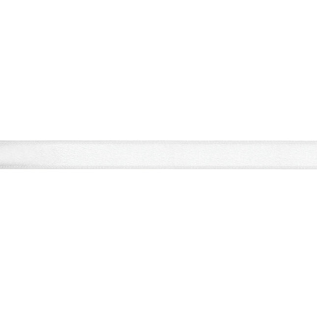1" Wired Shimmer Satin Ribbon | White with White Backing | 10 Yard Roll LA Ribbons Wholesale