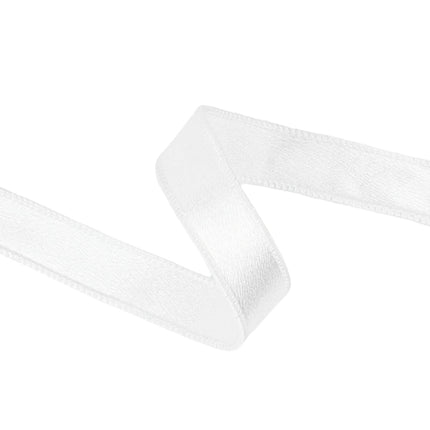 1" Wired Shimmer Satin Ribbon | White with White Backing | 10 Yard Roll LA Ribbons Wholesale