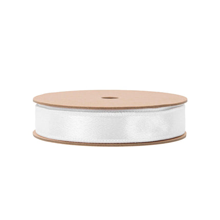 1" Wired Shimmer Satin Ribbon | White with White Backing | 10 Yard Roll LA Ribbons Wholesale