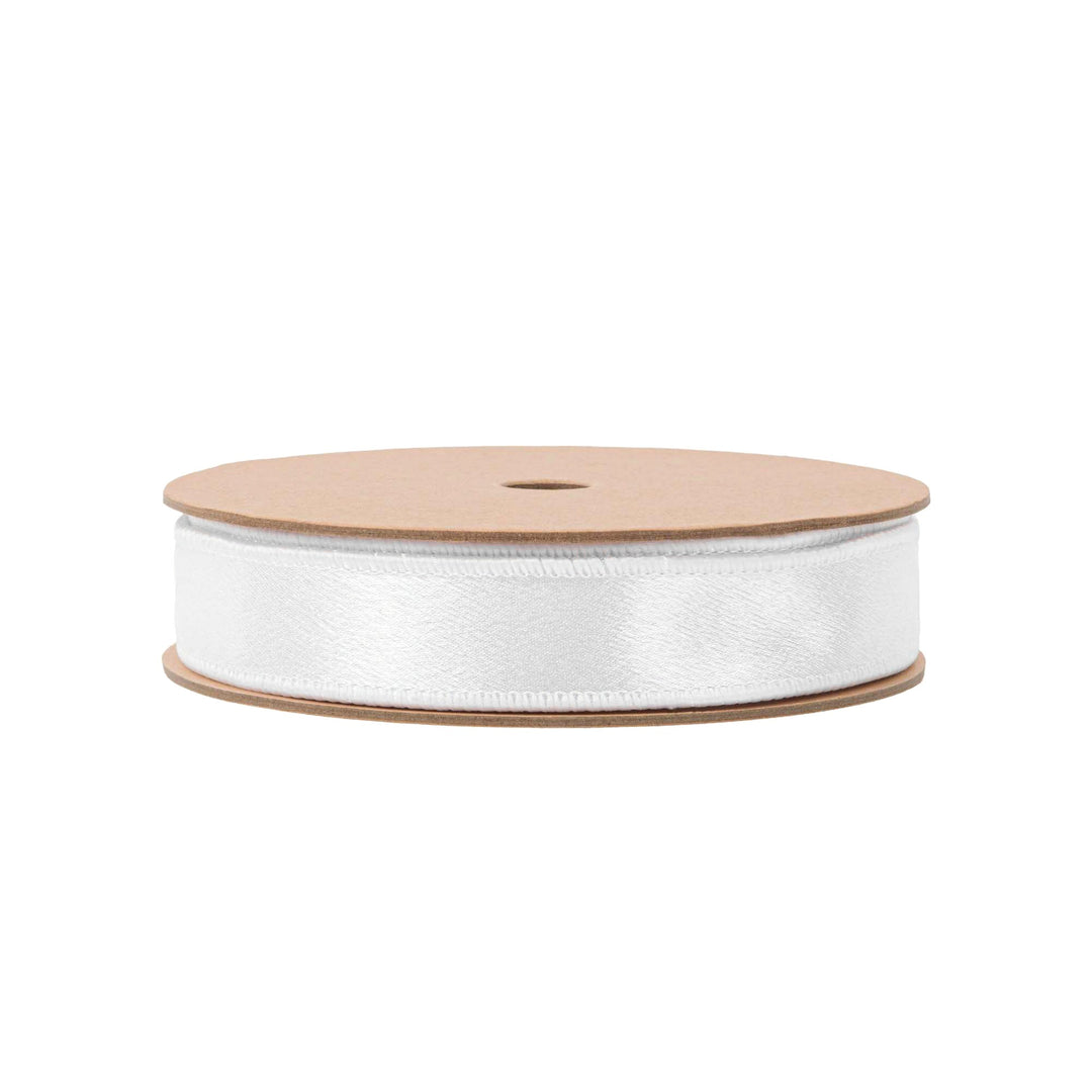 1" Wired Shimmer Satin Ribbon | White with White Backing | 10 Yard Roll