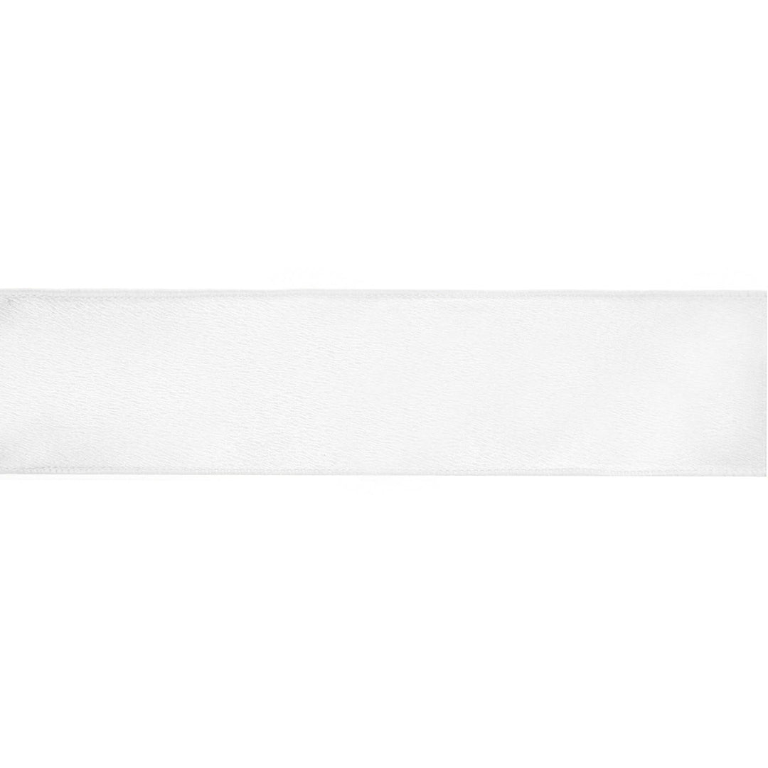 2 1/2" Wired Shimmer Satin Ribbon | White with White Backing | 10 Yard Roll LA Ribbons Wholesale
