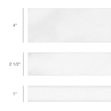 2 1/2" Wired Shimmer Satin Ribbon | White with White Backing | 10 Yard Roll LA Ribbons Wholesale