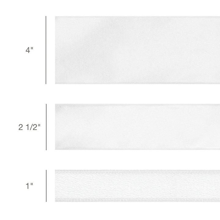2 1/2" Wired Shimmer Satin Ribbon | White with White Backing | 10 Yard Roll LA Ribbons Wholesale