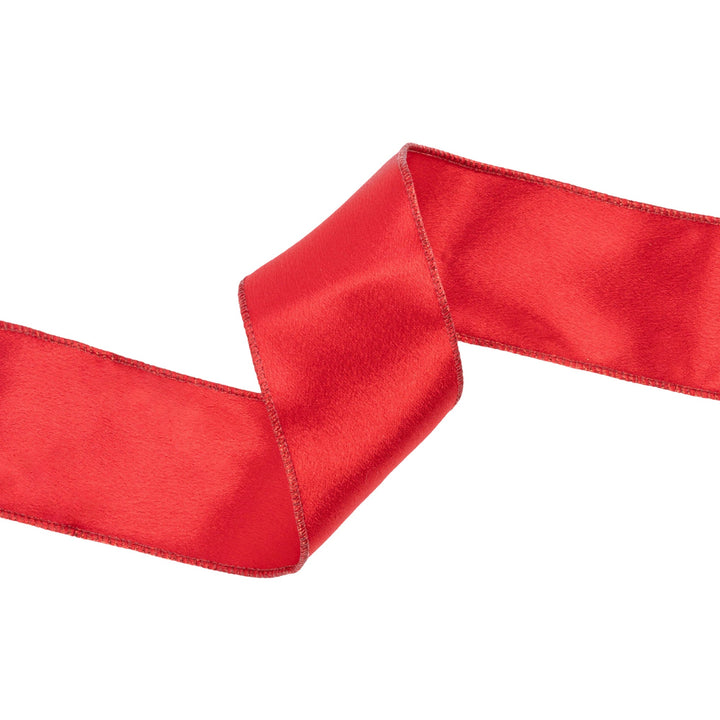 2 1/2" Wired Shimmer Satin Ribbon | Red with Red Backing | 10 Yard Roll