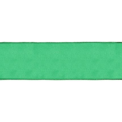 4" Wired Shimmer Satin Ribbon | Green with Green Backing | 10 Yard Roll LA Ribbons Wholesale