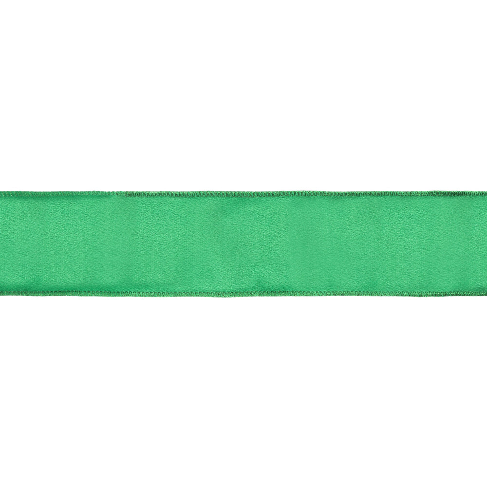 2 1/2" Wired Shimmer Satin Ribbon | Green with Green Backing | 10 Yard Roll LA Ribbons Wholesale