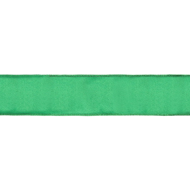 2 1/2" Wired Shimmer Satin Ribbon | Green with Green Backing | 10 Yard Roll LA Ribbons Wholesale