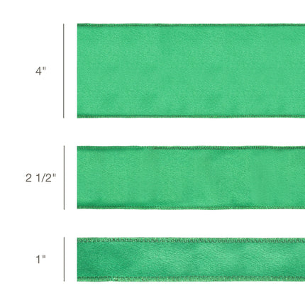 2 1/2" Wired Shimmer Satin Ribbon | Green with Green Backing | 10 Yard Roll LA Ribbons Wholesale