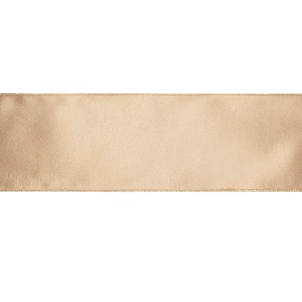 4" Wired Shimmer Satin Ribbon | Gold with Gold Backing | 10 Yard Roll LA Ribbons Wholesale